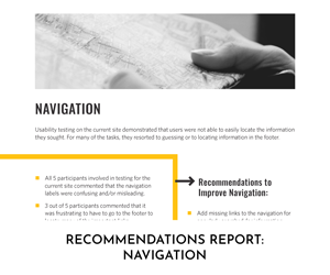 Recommendations Report: Navigation